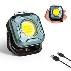 Magnetic Work Light Rechargeable, 500 Lumens Floodlight 1200 mAh LED Portable Lamp, 2.9 Oz Mini Supersmall for Emergency Nighttime Auto Repair, Birthday Gifts for Husband and Father, Grey