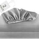 Biloban Twin Fitted Sheet 2 Pack, Twin Bedding Fitted Sheets Only with Deep Pocket up to 14", Bottom Sheet, Shrinkage & Stain Resistant Bed Sheets, Wrinkle Free & Easy Care, Grey