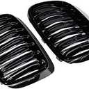 LeeMas Pair Glossy Black Dual Slats Front Kidney Grille Grill for 2010 2011 2012 2013 BMW X3 X4 F25 F26 Pre-LCI xDrive28i xDrive35i Sport 4-Door
