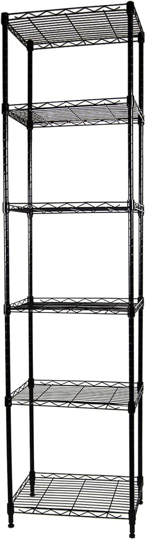SUNLPH 6-Tier Wire Shelving Adjustable Shelves Unit Metal Storage Rack for Laundry Bathroom Kitchen Pantry Closet Organization (Black, 16.6" L x 11.4" W x 64.6" H)