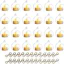 NUPTIO Hanging TeaLight Candle Holder: 24Pcs 2.36in Tree Tea Light Holders with LED Candles Small Glass Globes Ornament Clear Round Mini Terrarium Containers for Wedding Party Tree Decoration