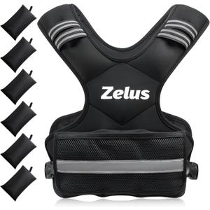 ZELUS Weighted Vest for Men and Women | 4-10lb/11-20lb/20-32lb Vest with 6 Ironsand Weights for Home Workouts | Adjustable Body Weight Vest Exercise Set for Cardio and Strength Training (11-20 lb., Black)