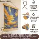 DACRI HOME 34 Inch Magnetic Poster Hanger Frame -Sturdy Teak Wood Poster Frame, Strong Magnets for Quick Hanging Maps, Posters, Picture, Print, Scroll Wall Art 34x22 34x23 34x24 (34", Natural Wood)