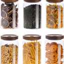 Kanwone Glass Storage Containers Set of 6, 28 Ounce Airtight Food Storage Containers with Bamboo lids, Clear Glass Jars for Pantry, kitchen, Flour, Sugar, Tea, Coffee, Snack, Cookies, Spice and Herbs