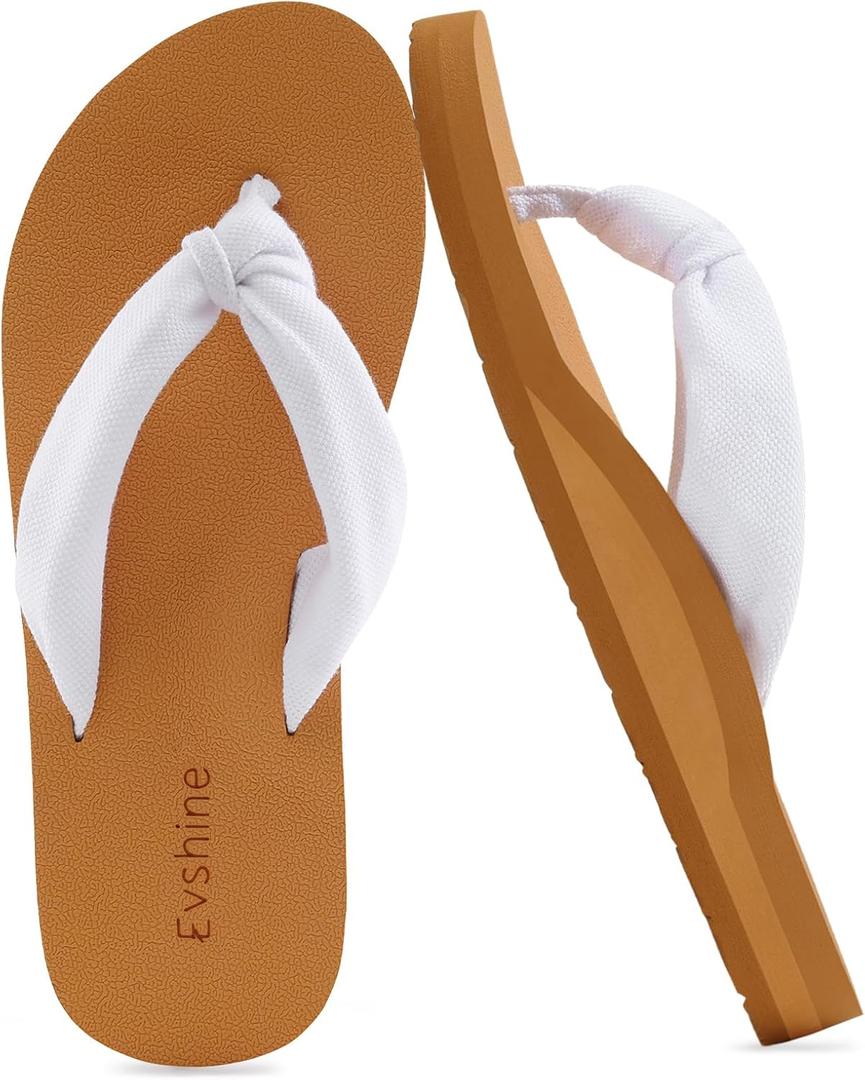 Evshine Women's Flip Flops with Moderate Arch Support, Summer Comfortable Yoga Mat Thong Sandals for Beach, Pool, Travel, 40