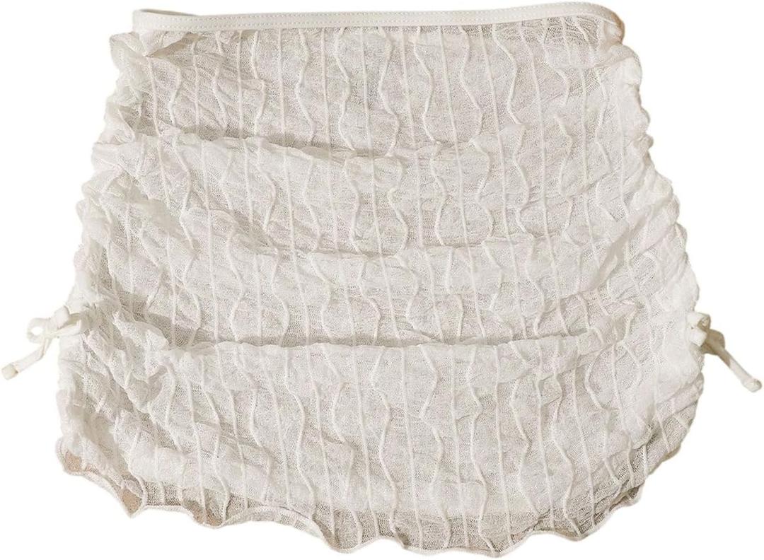 Floerns Girl's Beach Cover Up Skirt Textured Bow Side Sheer Mesh Vacation Swimwear 8Y