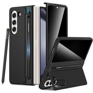 Maxdara for Z Fold 5 Case with S Pen Holder, with [Privacy Screen Protector] [Hidden Foldable Kickstand] Hard PC Shockproof Slim Phone Cover for Galaxy Z Fold 5 5G, Black (Privacy Screen)