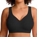 Soft Intention Jelly Wireless Bra Seamless Push Up Full Coverage Supportive Everyday Sport T-Shirt Bra Regular & Plus Size (Black)