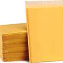 UCGOU Kraft Bubble Mailers 9.5x14.5 Inch 25 Pack Usable Size 9.5x13.5 Yellow Padded Envelopes #4 Large Mailing Package Self Sealing Tear Resistant Boutique Bulk Mail Shipping Bag for Makeup Supplies