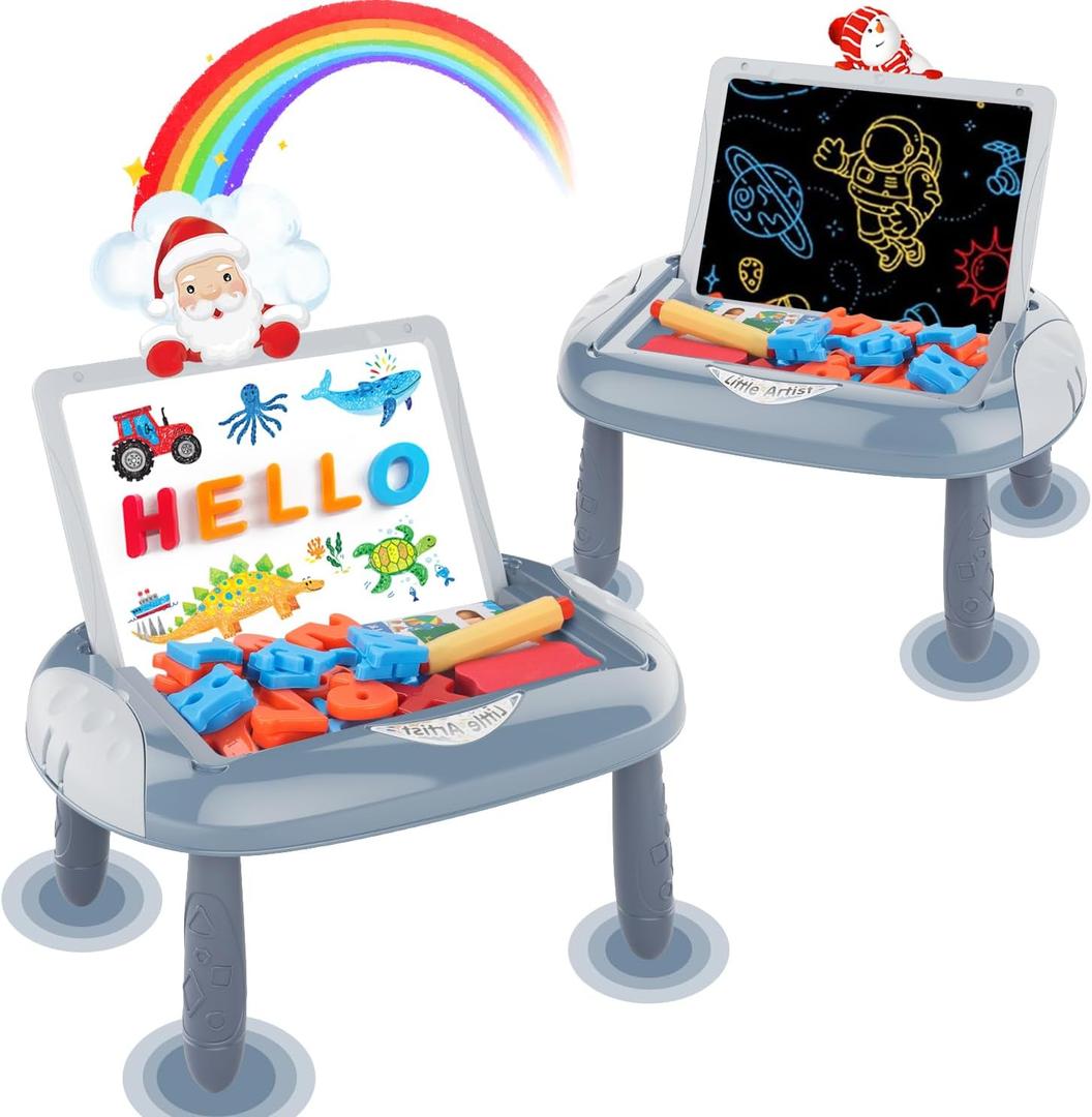 Magnetic Board for Kids, 1-2 Year Old Boy Gifts with Magnetic Letters and Numbers, Toddler Easel for Boy Birthday Christmas Gift (Blue)