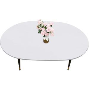 LIBERECOO Oval Fitted Vinyl Tablecloth with Flannel Backing -Pure White - Fits 48" x 68" Oval Table - Waterproof, Elastic Edged for Secure Fit, Easy to Clean Plastic Table Cover