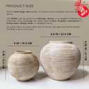 Rustic Ribbed Vase Home Decor - 6 in Ceramic Vintage Farmhouse Vases for Decor, Decorative Terracotta Round Bowl vase for Living Room, Table, Shelf, Kichen Decor