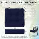 Wellsin Outdoor Chair Cushions Set of 2, Patio Cushions for Outdoor Furniture, Tufted Waterproof Outdoor Chair Pads, 19 x 19 Inch, Navy, 19x19x5