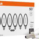 SYLVANIA ECO LED B10 Light Bulb, 50W = 3.5W, 7 Year, 450 Lumens, Non-Dimmable, Clear, 2700K, Soft White - 6 Pack (40879)