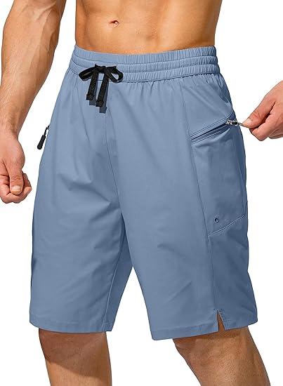 Men's Swim Trunks Quick Dry Board Shorts with Zipper Pockets Beach Shorts Bathing Suits for Men - No Mesh Liner, Light Blue