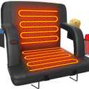 Suteck Dual-Sided Heated Stadium Seats for Bleachers with Back Support, Portable Heated Bleacher Seat with Backrest, 3 Heat Levels, 5 Pockets Ideal for Outdoor Stadiums and Events - Black