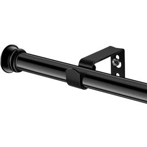 Standard Decorative Window Curtain Rods 30 to 45 Inch,5/8 Inch Diameter Small Curtain Rod Set, Heavy Duty Drapery Rods with Brackets-Black