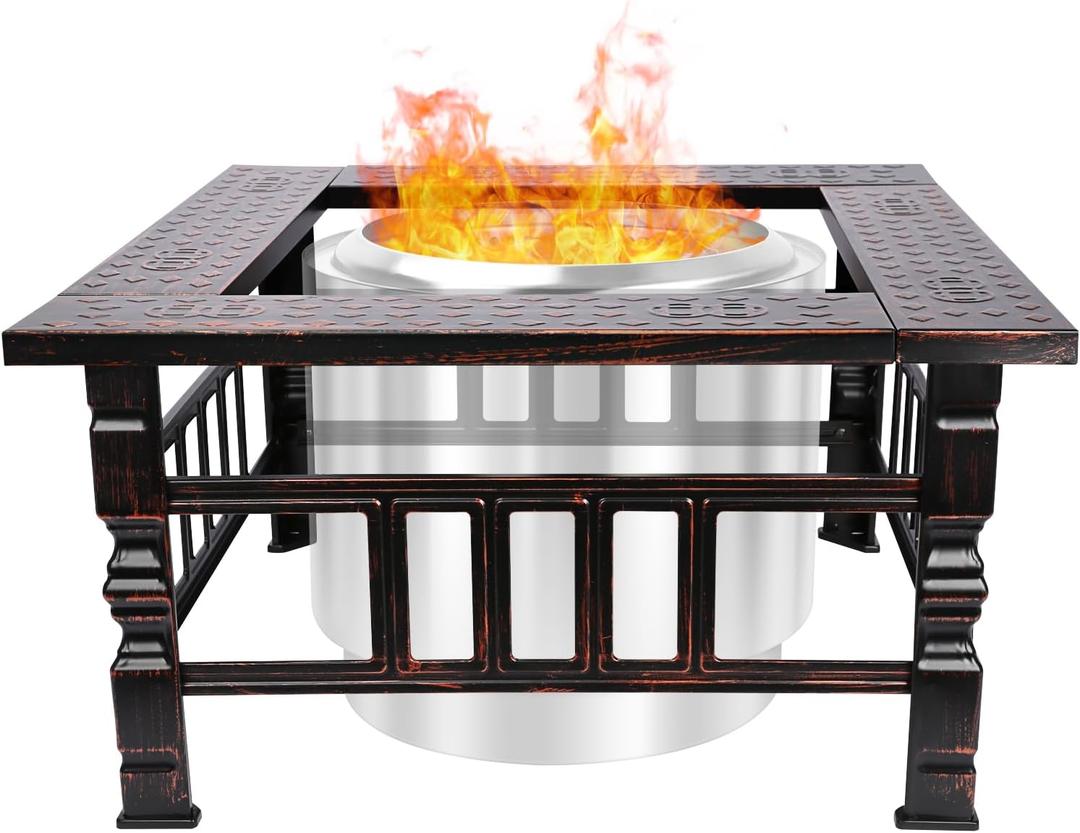 Fire Pit Tabletop for Solo Stove Bonfire & Ranger | 32" Powder-Coated Steel Surround | Heat-Resistant Outdoor Fire Pit Table