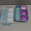 shell and turtle Bento Box Adult Lunch Box, Lunch Containers for Kids Girls Boys with 4 Compartments, Lunchable Food Container with Utensils, Sauce Jar, Muffin Liners, 40 Oz/5 Cup, Light Teal (1200ML)