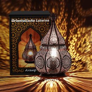 Oriental Lamp Black 36 cm for Candles, Lamps E27 Socket and LED Fairy Lights Indoor and Outdoor Decoration Moroccan Lantern Arabic Lantern Weatherproof Garden Lantern