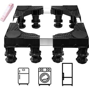 Mini Fridge Stand Universal Raised Base Adjustable Refrigerator Stands with 8 Strong Feet, Washing Machine Pedestal, Storage Rack Base, Multi-function Base for Dryer, Etc. (Black)