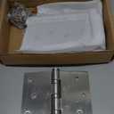 KOLET Ball Bearing Door Hinges, 4 x 4 Inches Door Hinges, Square Corner, Stainless Steel Hinges, Heavy Duty, Smooth and Non Removable Pin, Brushed Nickel, 3 Pack