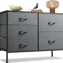 WLIVE Dresser for Bedroom with 5 Drawers, Wide Bedroom Dresser with Drawer Organizers, Chest of Drawers, Fabric Dresser for Living Room, Closet, Hallway, Dark Grey