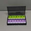 Extra Large Weekly Pill Organizer 2 Times a Day - Remtise Am/Pm Daily Pill Case Medicine Organizer, Push Button 7 Day Pill Box for Pills/Vitamin/Cod Liver Oil/Supplements (Purple & Green)