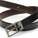 Perry Ellis Men's Portfolio Love Triangle Reversible Leather Dress Belt (38, Black/Brown)