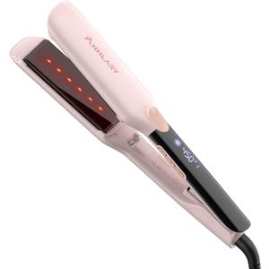 Hair Straightener, 1.75 Inch Flat Iron with Infrared and Ionic Technology, Titanium Plate with Ceramic Coating Dual Voltage Straightener with Heat-Resistant Silicone for All Hair Types (Pink)