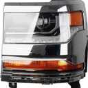 Dasbecan HID/Xenon Headlight Compatible with Chevy Silverado 1500 2016-2018/Chevy Silverado 1500 LD 2019 Left Driver Side Headlamp Chrome Housing Replaces# 84181562 84181563 W/o bulbs