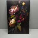 3 Pcs Moody Floral Canvas Wall Art Vintage Dark Peony Flowers Botanical Still Life Painting Picture Wall Decor Poster Print Artwork for Living Room Bedroom Women Room Home Decoration (24L" x 16W")