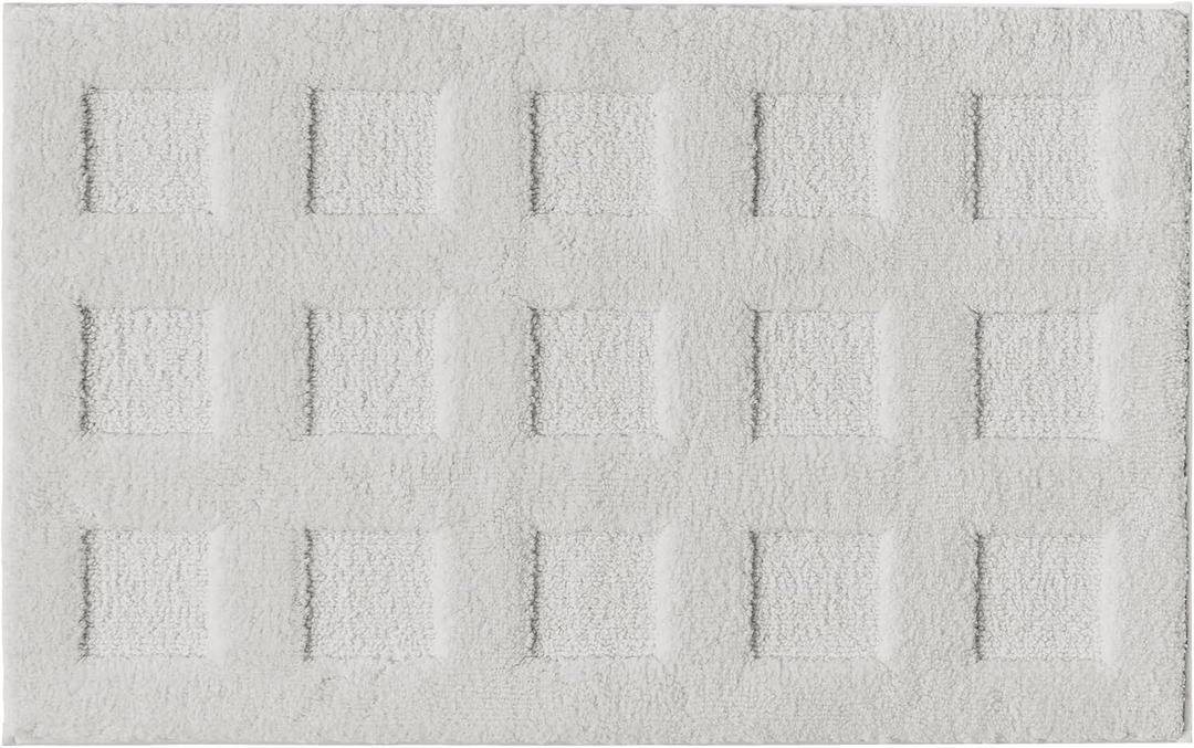 GRANNY SAYS Bathroom Rugs Non Slip Washable, Extra Soft & Water Absorbent Bath Mats for Bathroom, Plush Shaggy Bath Carpet, Grey Waffle Bath Mat Quick Dry for Tub & Shower, 16" x 24"