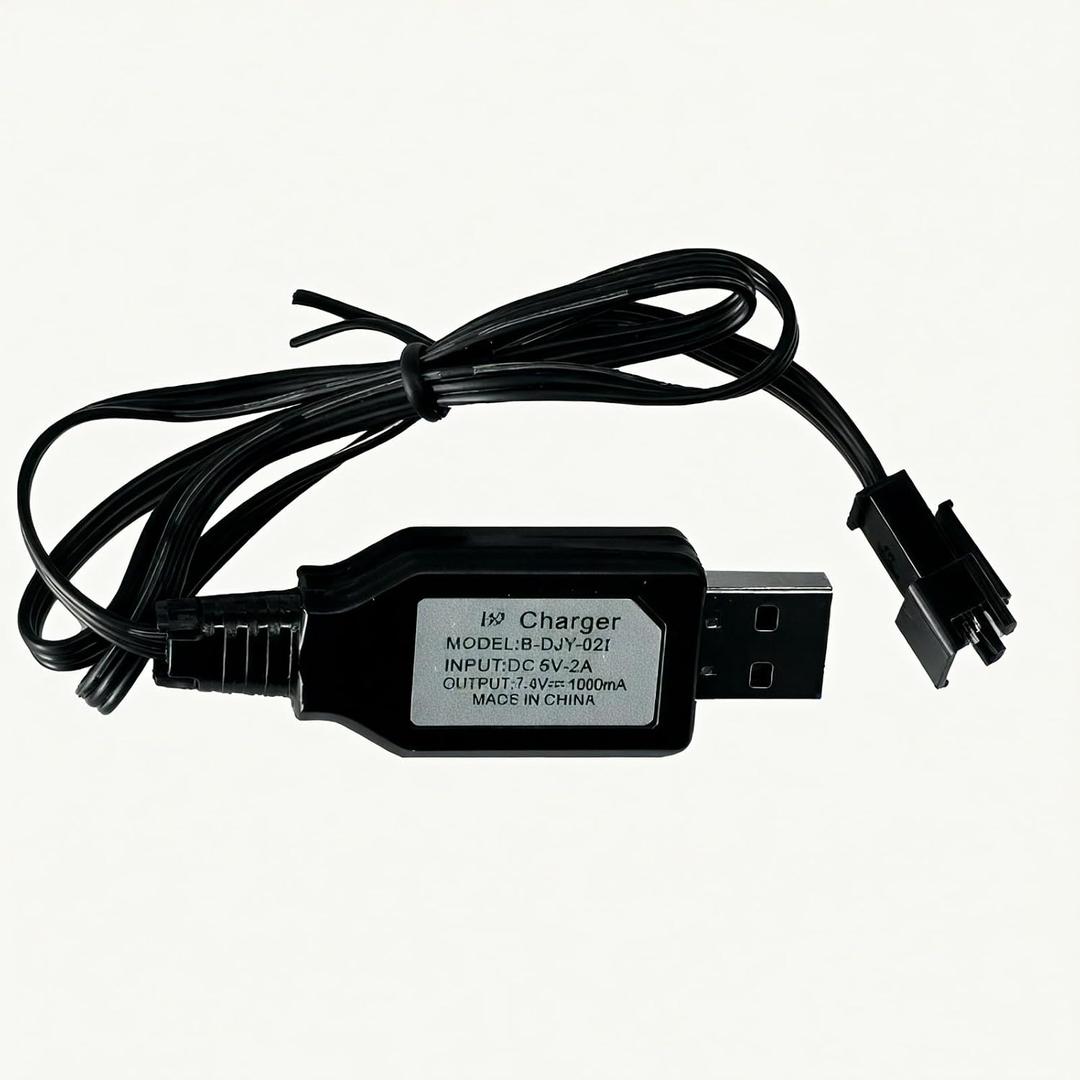 2 x KGF 1/18 RC Car Accessories USB Cables, Spare Parts RC Battery Chargers for K1813 for 7.4V LiPo Battery 1200mAH