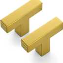 Ravinte 10 Pack Single Hole Square Cabinet Handles Brushed Brass Kitchen Pulls for Cupboard Stainless Steel Hardware Knobs