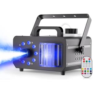 Fog Machine with 9 RGBW LED Lights, 1200W Professional Smoke Machine, 1L Tank, 3000CFM Output, 14 Colors for DJ Party Stage Wedding Halloween