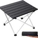 Grope Small Folding Camping Table with Aluminum Table Top, Beach Table for Sand with Carrying Bag,Prefect for Outdoor,Picnic,BBQ,Cooking,Festival (Black)