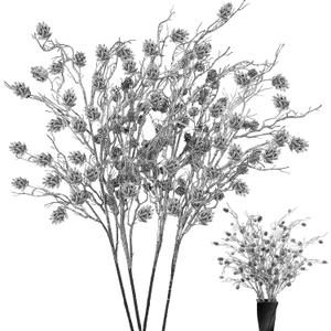 Daily Treasures 4pcs Snow Frosted Pine Branches with Pinecones - 78cm Artificial Christmas Pine Cone Branch,Winter Snowy Christmas Decoration for Xmas Tree,Vase, DIY, Crafts,Home,Wreath,Holiday Season