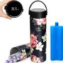 YOUSHARES Insulin Cooler Travel Case - 48H Verified Cooling with Temperature Display, TSA Approved Diabetic Medication Pen Vials Refrigerator with / Digital Temp Display, Portable for 17 Pens (C2_Blooming Roses)