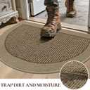 Half Circle Door Mat Indoor Entrance Welcome, Non-Slip Washable Doormat, Trap Dirt and Moisture, Low Profile Mats for Indoor Entry, 17"x30", Beige