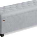 SONGMICS Velvet Storage Ottoman Bench, Foot Rest with Legs, 15.7 x 43 x 15.7 Inches, End of Bed Bench, Storage Chest, Load up to 660 lb, for Living Room, Bedroom, Entryway, Dove Gray ULSF089G02