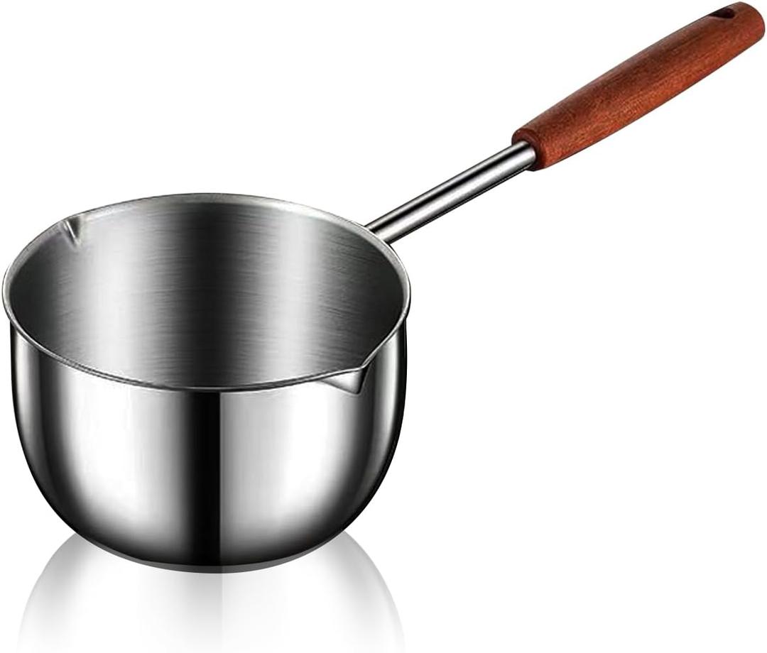 Small Sauce Pan with Pour Spout,Mini Cooking Pot,Chocolate Melting Pot,Mini Stainless Steel Saucepan with Pour Spout,Mini Butter/Coffee/Milk Warmer Pot,Small Nonstick Pot,300ml