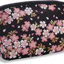 京都藝美堂 Nishijin Woven Cosmetic Pouch Japanese Pattern, Made in Japan, Black (Sakura design)