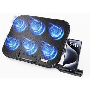 HAVIT Laptop Cooling Pad with 6 Quiet Fans and Adjustable Heights for 12-14.1 Inch Laptops, Dual USB Ports, Phone Holder, Efficient Cooling Stand for Heat Dissipation HAVIT Laptop Cooling Pad with 6 Quiet Fans and Adjustable Heights for 12-14.1 Inch Laptops, Dual USB Ports, Phone Holder, Efficient Cooling Stand for Heat Dissipation