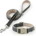 Plutus Pet Cotton Hemp Dog Collar and Leash Set, Adjustable Collar for Small, Medium, and Large Dogs, Heavy Duty and Soft on Skin, Gray, XS