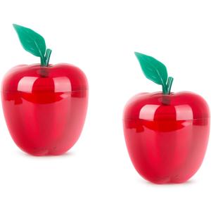 Plastic Apple Jars, Apple Shaped Cookie Jars, 5.9x4.3 Inches, Festival Cookie Container Set for Christmas Decoration, Lovely Candy Jar (2 in Red)