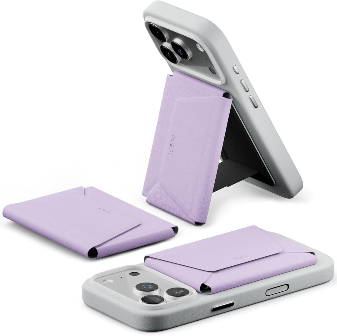 MOFT Magsafe Wallet, 8-Card Holder, Magnetic Phone Stand with Pull to Access Design, RFID Blocking, Angle Adjustment & MOVAS Minimalist Snap Field Wallet for Men Travel Essentials, Peony