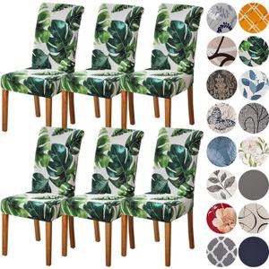 HZDHCLH Chair Covers for Dining Room 6 Pack,Stretch Spandex Green Parsons Chair Slipcover Set of 6,Washable Anti-dust Chair Seat Covers for Kitchen,Wedding,Party