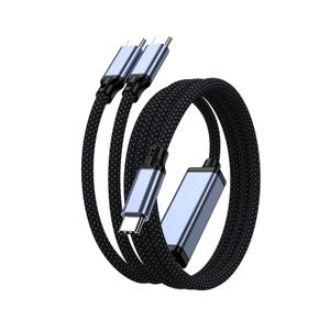 2-in-1 USB-C to dual USB-C data cable, 4 feet, maximum charging power 5A/100W, data transfer speed 480Mbps, compatible with iPhone 16/15 series, laptops, iPad, Nintendo Switch, Galaxy series, etc.