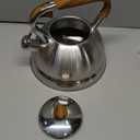 Mr. Coffee Woodmont 2-Quart Stainless Steel Tea Kettle With Wood Handle, Stovetop Whistling Kettle, Durable Fast-Boil Tea Pot